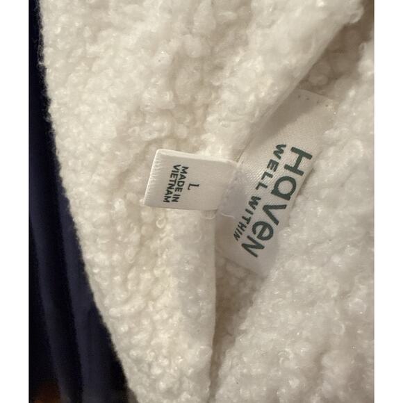 Haven Well Within Talbots White/ Ivory Reversible Sherpa Quilted Jacket Size L - Picture 8 of 9